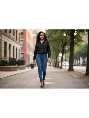 LE3NO Black Long Sleeve Button-Up Shirt